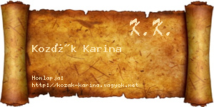 Kozák Karina névjegykártya